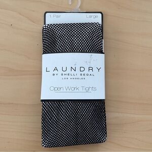 Laundry -  by Shelli Segal  - Black - Open Work - Fishnet Tights Size: Large NWT